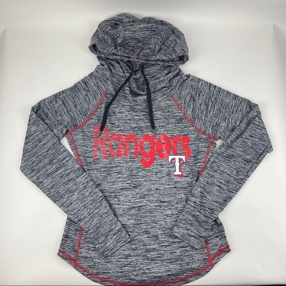4 Her MLB Hoodie Womens Small Gray Texas Rangers Pocket Drawstring - Picture 1 of 9